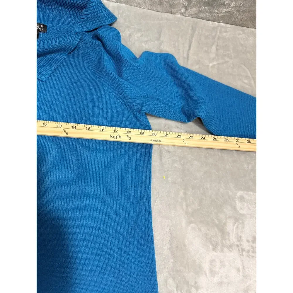 New York & Company Blue Foldover Collar Sweater Size L